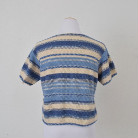 Vintage 90s Striped Knit Crop Blouse‎ - Picture 3 of 10